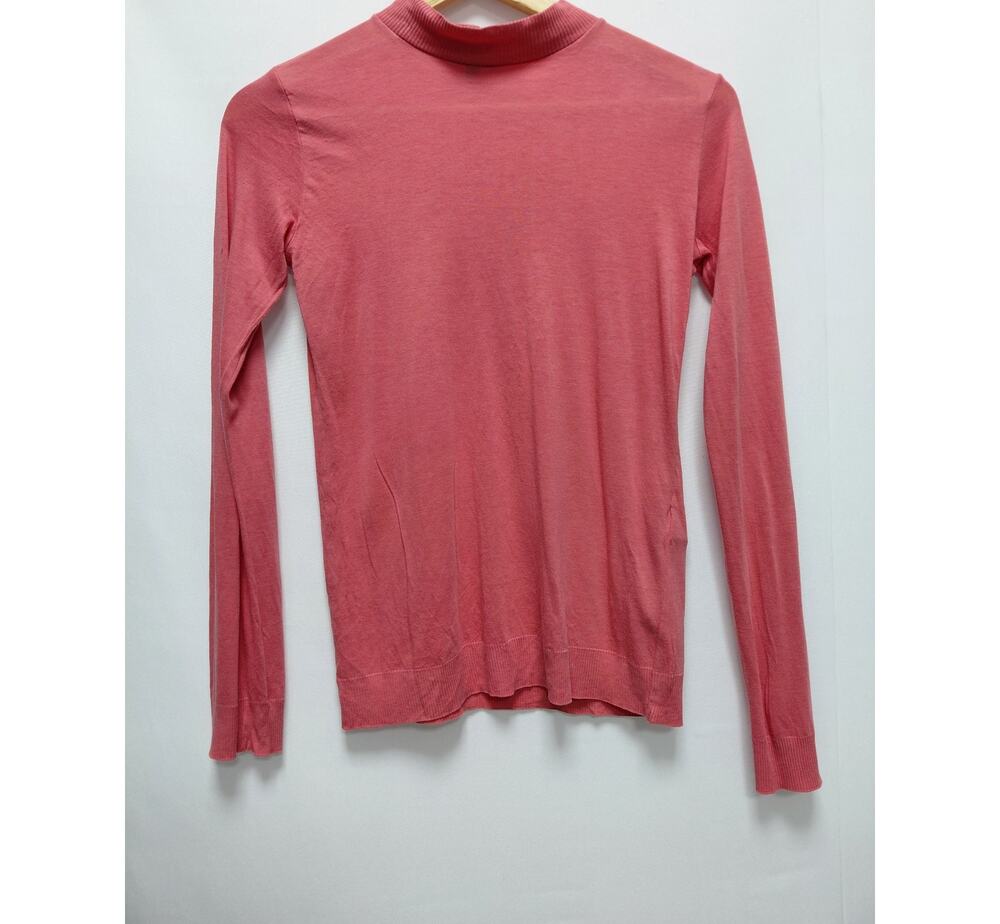 Massimo Dutti Viscose Blend Long Sleeve Top Pink Solid Knit Size XS